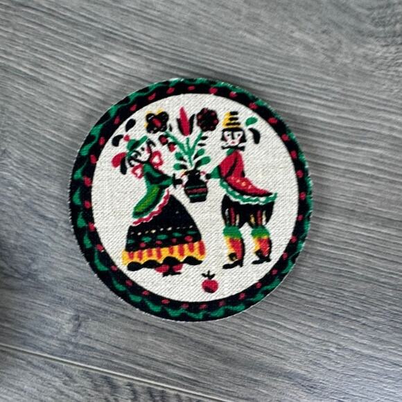 Vintage Parisian Prints Linen on Rubber Coasters Set of 7 Coasters - Picture 6 of 10